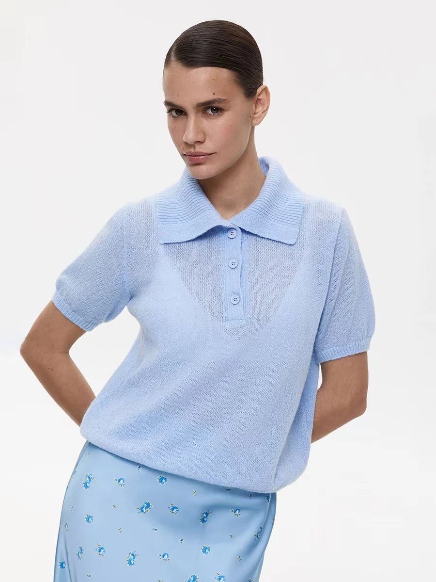 Faionable Sexy pull tricoté creux ort Sve coupe ample Ne longueur régulière été décontracté Sle acrylique haut pour femme