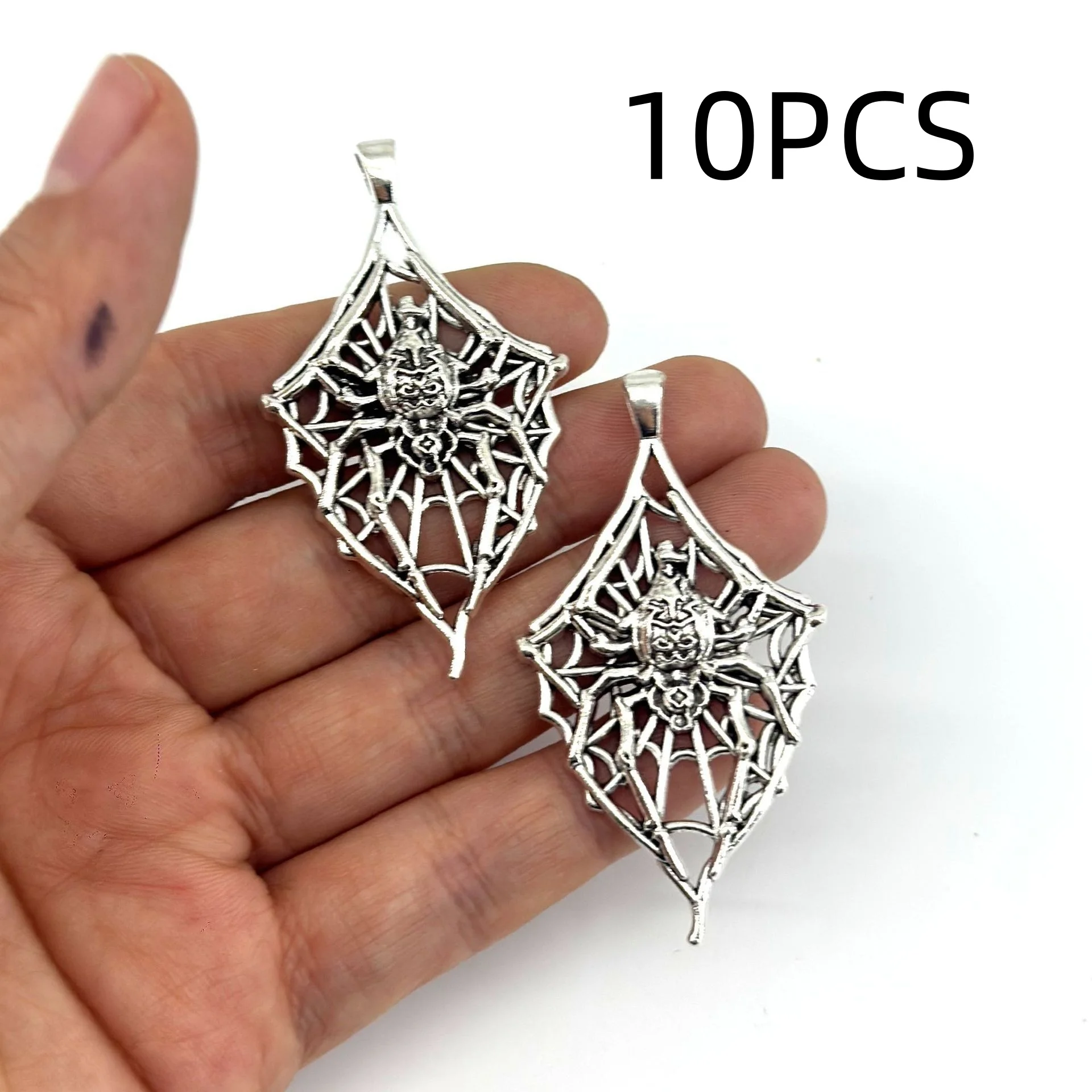 9/10PCS New Dark Spider Pendant Necklace with Exaggerated Personality Gothic Halloween Spider Web Jewelry