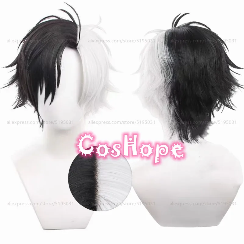 Sakura Haruka คอสเพลย์วิกผม Unisex 30 ซม.สั้นเงินสีขาวสีดําวิกผมคอสเพลย์อะนิเมะวิกผมสังเคราะห์ทนความร้อนวิกผม