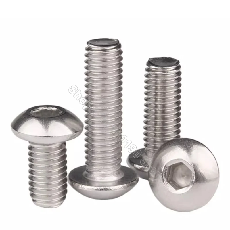 1‑10Pcs DIN7380 ISO7380 A2‑70 304 Stainless Steel Button Head Hexagon Hex Socket Bolts Pan Round Head Allen Screws M8 M10 M12