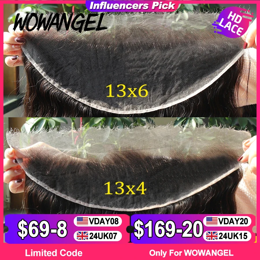 Wow Angel Body Wave 13x4/13x6 HD Lace Full Frontal Human Hair Melt Skins Invisible HD Tranparent Lace Frontal Only Virgin Hair