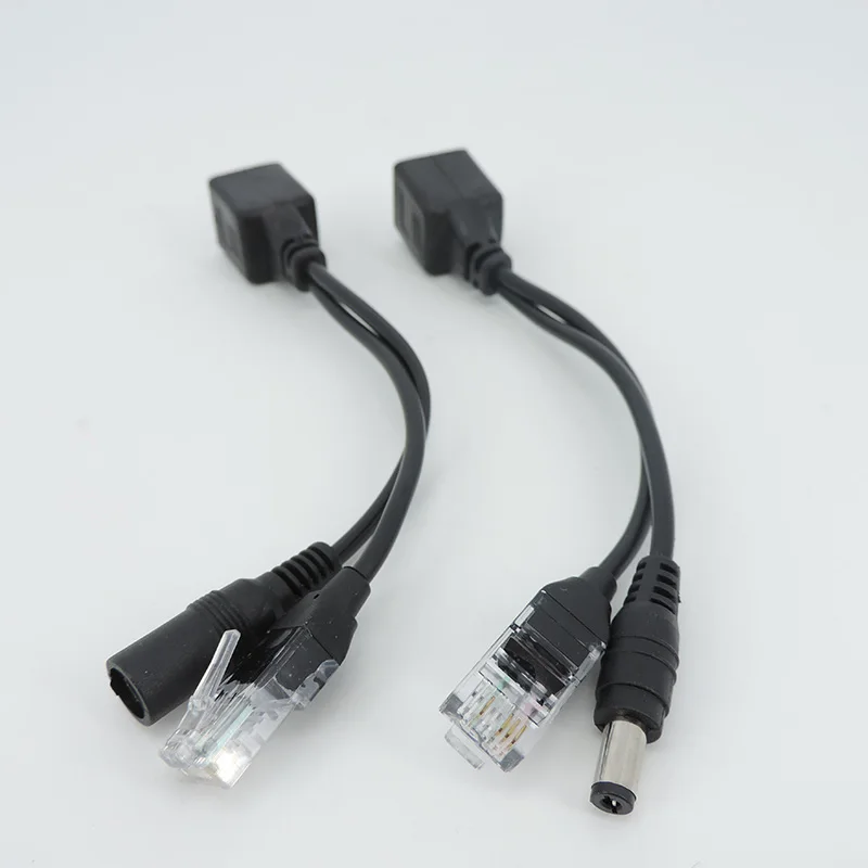 สายเคเบิล PoE แบบพาสซีฟจ่ายไฟผ่านอีเธอร์เน็ตสายเคเบิลอะแดปเตอร์แยก PoE โมดูลแหล่งจ่ายไฟหัวฉีด RJ45 12-48V สำหรับ IP camea