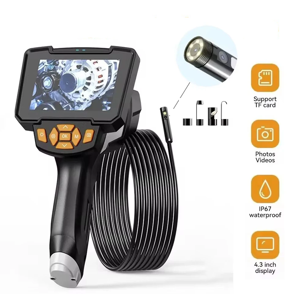 كاميرا المنظار الصناعي 1080P HD 4.3 "IPS شاشة IP68 مقاوم للماء التفتيش Borescope لإصلاح الأنابيب السيارات