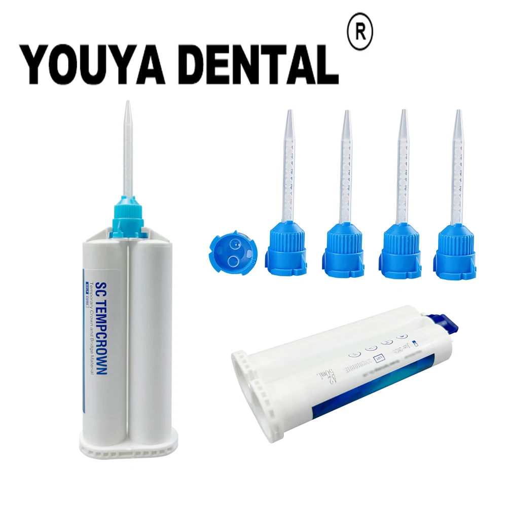 

A2 Dental Temporary Crown Materials 50ml Resin Bridge Self Curing Temp Composite Mixing Tips Cartridge Dentistry Materials