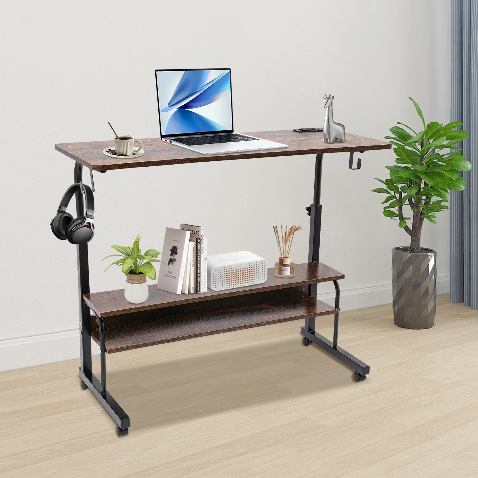 

15.7 x 39.5 "Iron Brown with USB Socket Standing Desk Computer Desk, Laptop Desk