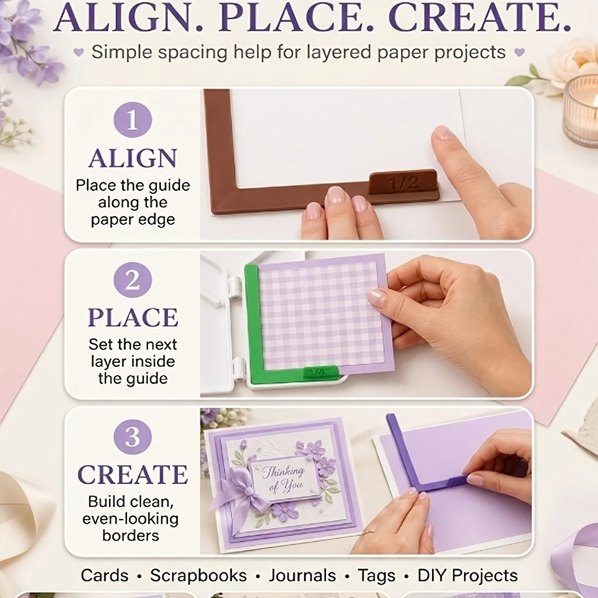 Box paper art uniform guide set, precision stacking and gasket spacer, used for card making and scrapbook cutting