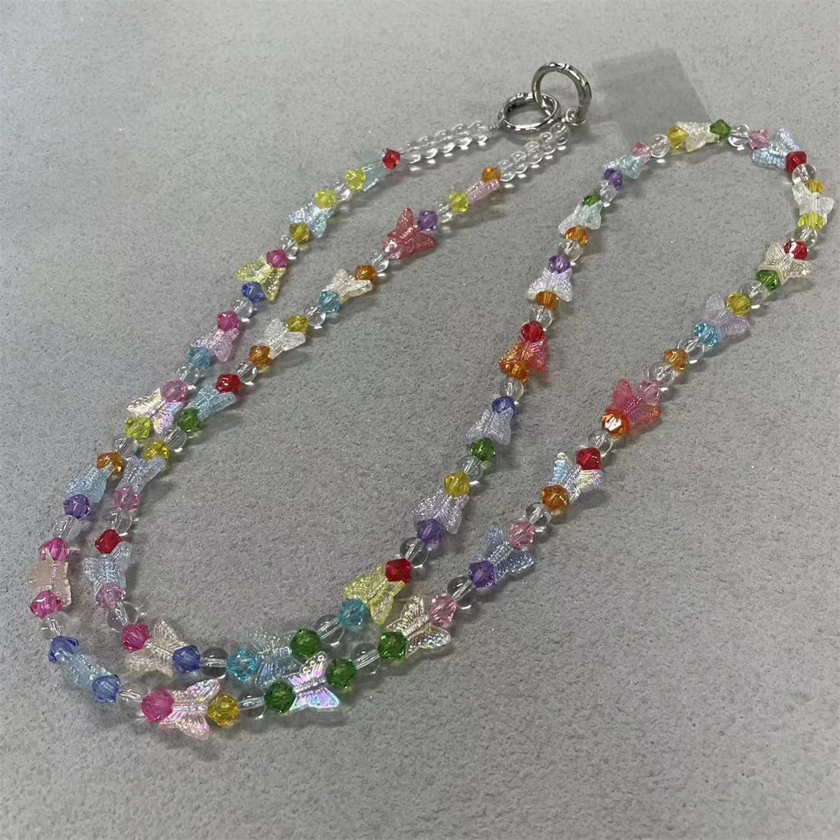 Long Phone Hanging Rope Crossbody Hanging Chain Butterfly Handmade Beaded Universal Pendant Sturdy Phone Case
