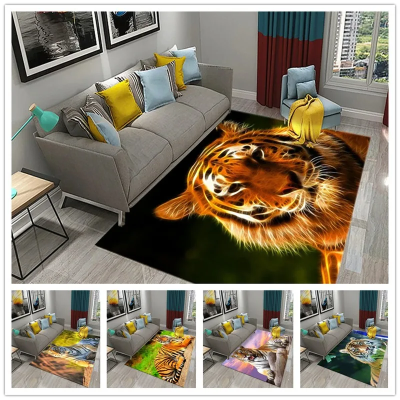 

3D Tiger Pattern Carpets for Living Room Non Slip Sofa Area Decor Rugs Home Hallway Doormats Balcony Bathroom Kitchen Floor Mat