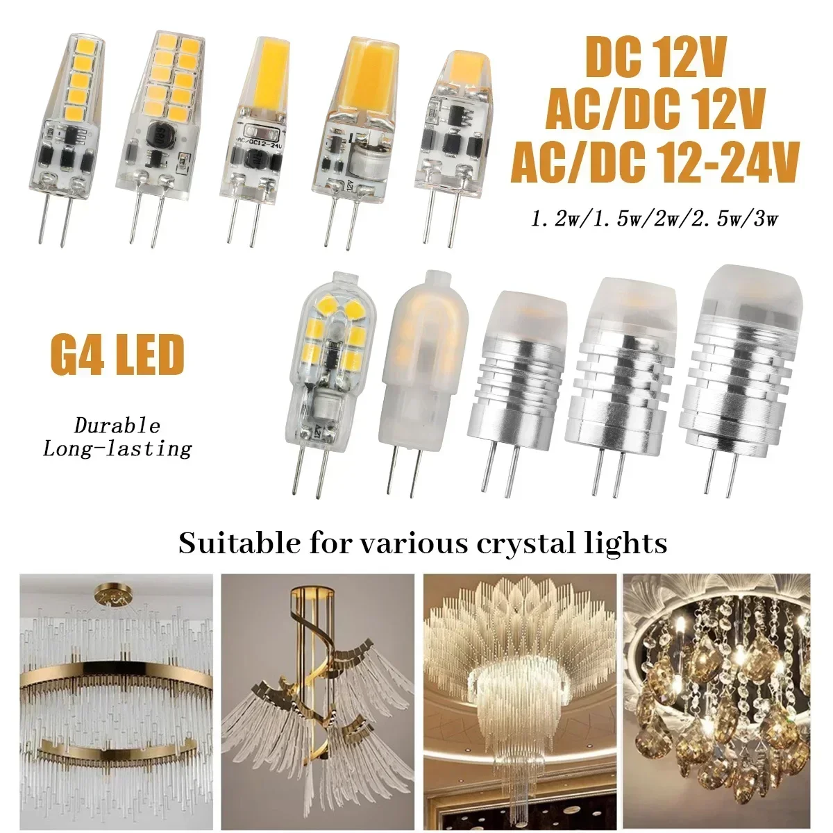 5pcs Mini G4 12V 24V LED Lamp Dimmable light 3W COB Bulb AC DC 12V Lampada COB 360 Beam Lampada G4 COB Lights Replace Halogen