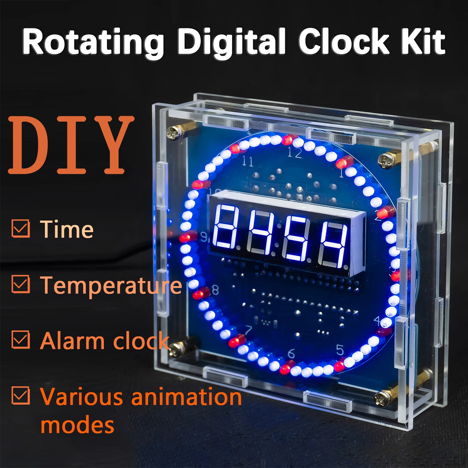 LED Light-Controlled Clock DIY Welding Kit Four-Position Rotary Temperature Control Electronic Clock