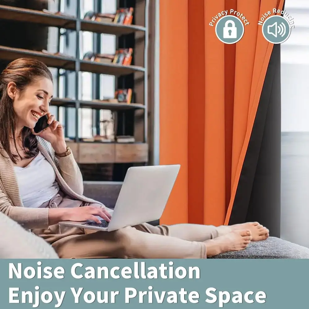 ستائر تعتيم معزولة حراريًا 84 لغرف النوم وغرف المعيشة، 52 عريضة، تقلل الضوضاء، مجموعة من لوحتين