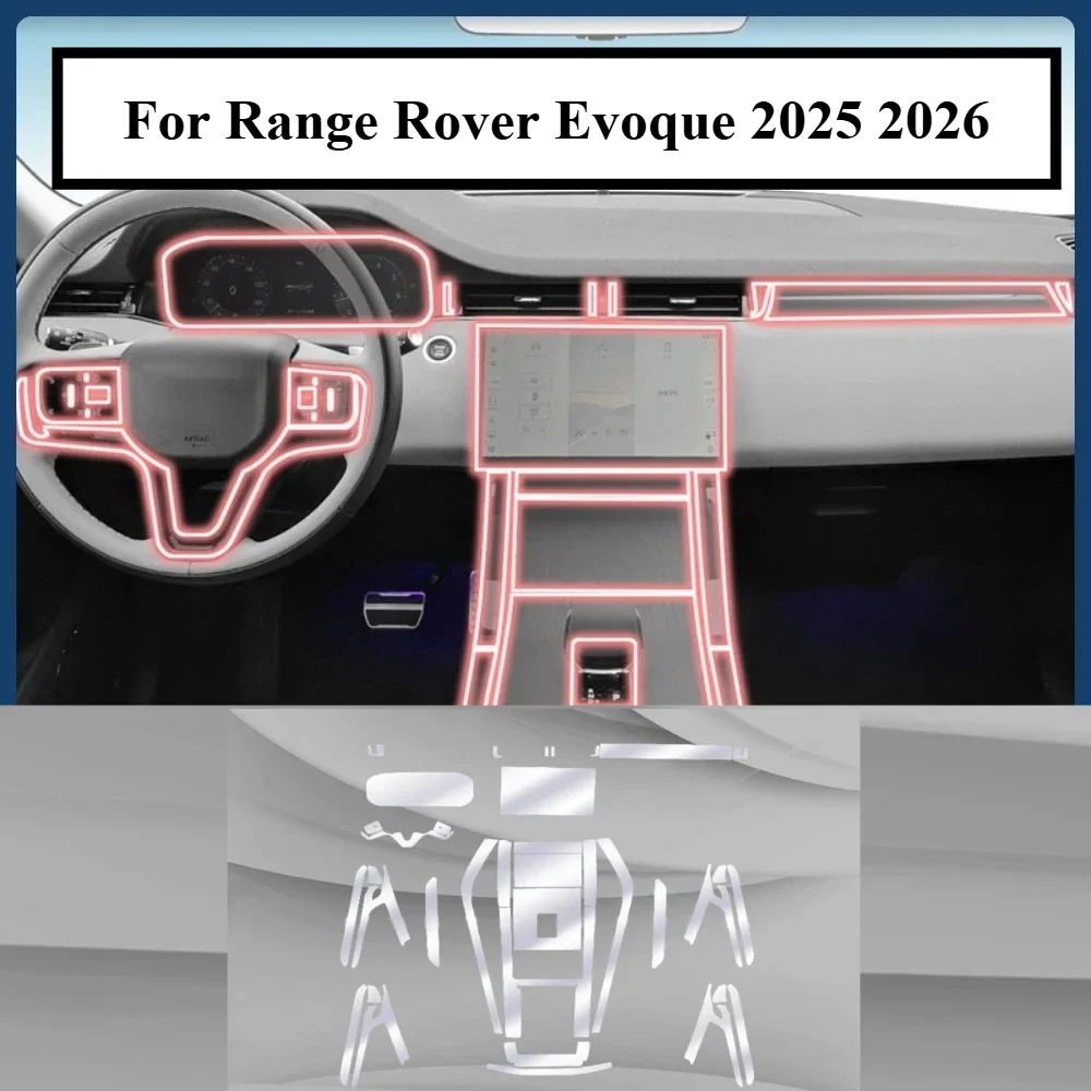 

Protective Film Accessories Interior Transparent TPU For Range Rover Evoque 2025 2026 Gear Panel Navigation Center Console PPF