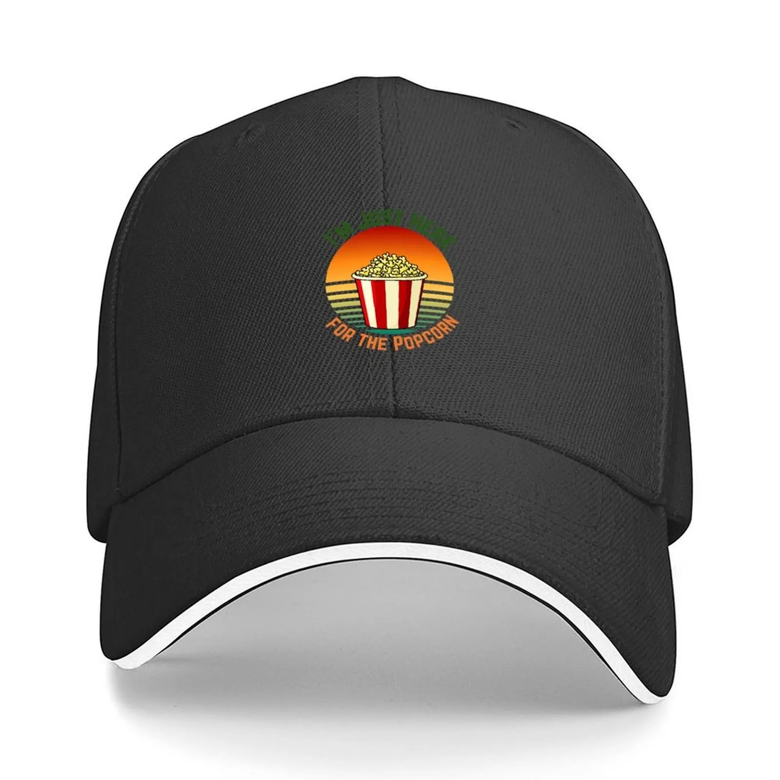 

I'm ust Here For The Popcorn Vintage Watching Movie Baseball Cap Visor Big Size Hat Hat Beach sun caps Women Beach Fashion Men's