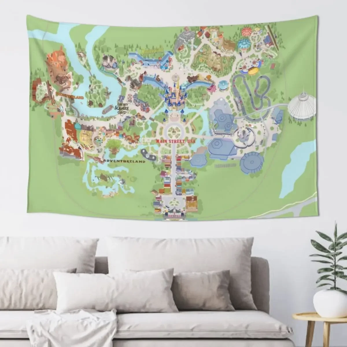 

Magical Kingdom Park Map Tapestry Room Decorations Room Design Wall Hanging Wall Funny Tapestry