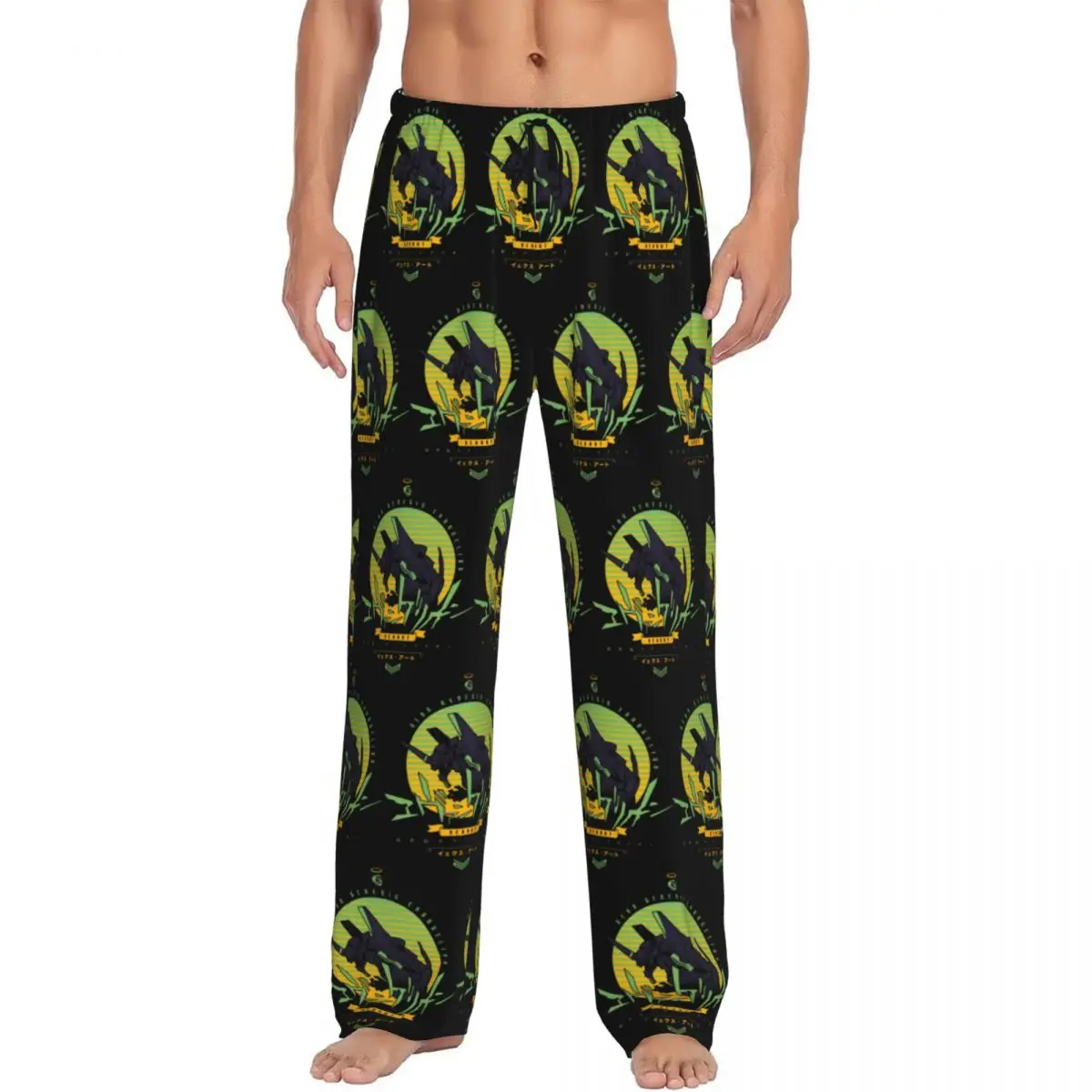 

Мужские пижамные штаны с индивидуальным принтом E-Evangelions в стиле меха, анимационные, с мотивами апокалипсиса, для сна и отдыха, с карманами