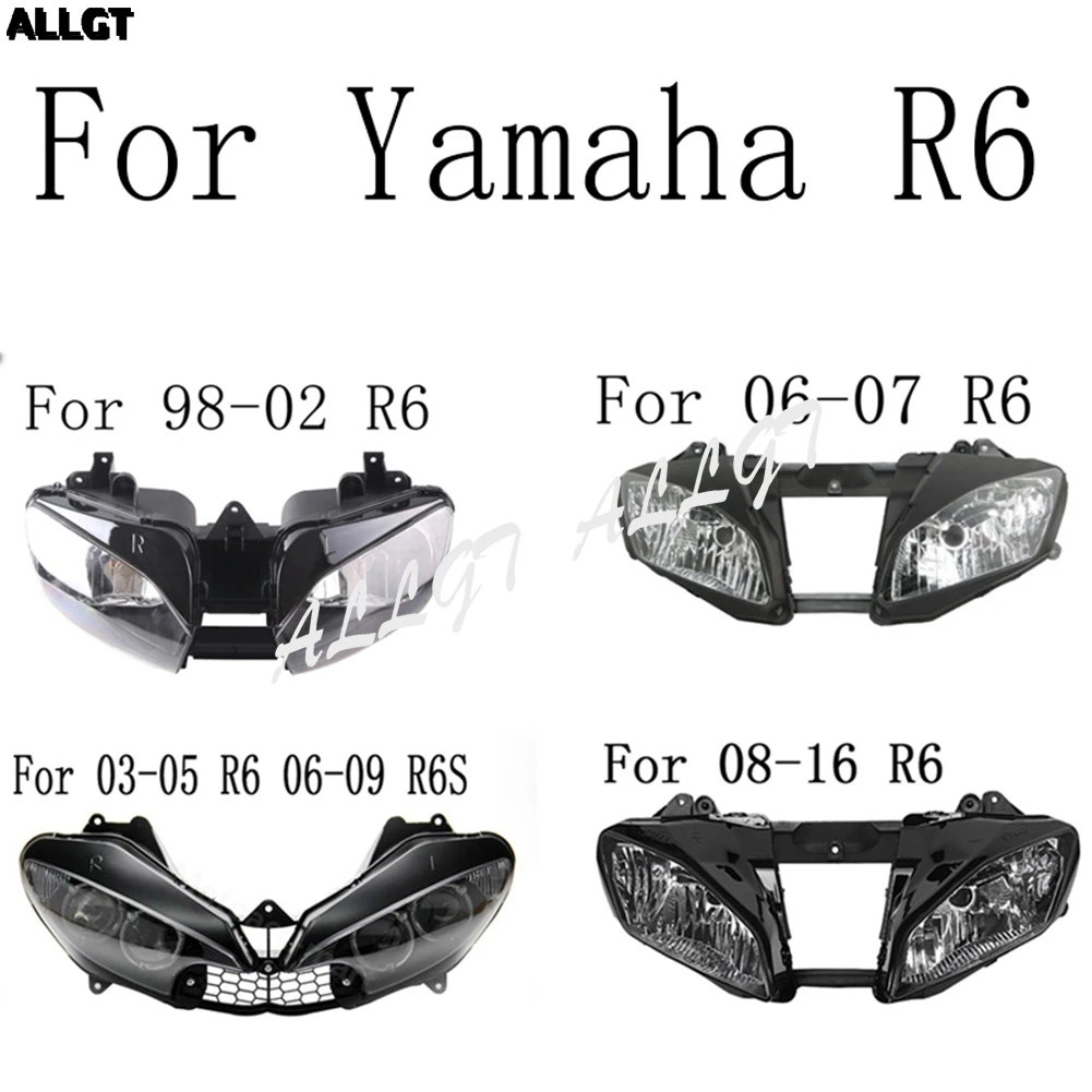 Motorcycle Front Headlamp Headlight Assembly For Yamaha  R6 YZF 1998 -2000 2001-2008 2009 2010 2011 2012 2013 2014 2015 2016