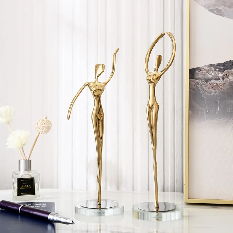 Creative Ballet Dancer Solid Brass Thinker Shape Creative Character Crafts Gift TV Cabinet Home Decoration Furnishings