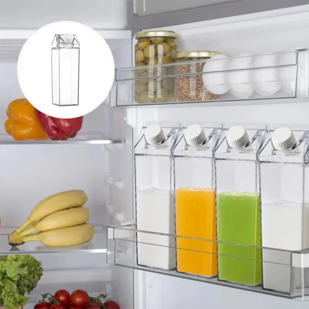 Nice 1PCS Random Colorful Transparent Milk Carton Kitchen Water Bottle Portable Box For Milk Juices Water 500ml/1000ml