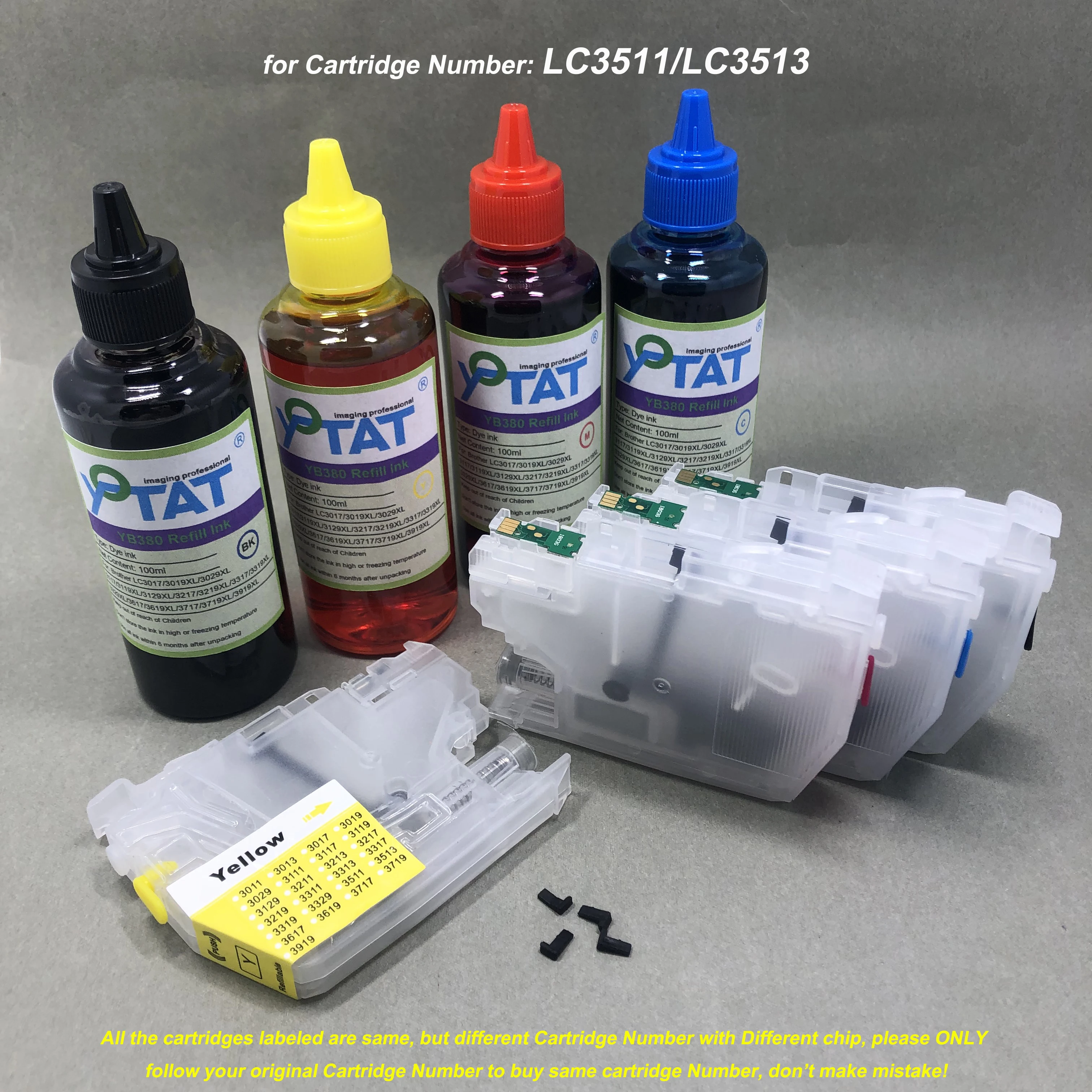 

LC3511 LC3513 Empty Refillable Ink Cartridge Refill Dye Ink for Brother MFC-J690DW MFC-J890DW DCP-J572DW MFC-J491DW