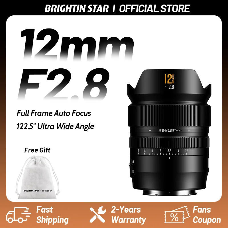 Brightin Star AF 12mm F2.8 Full Frame Auto Focus Ultra Wide Angle Lens Starry Sky Architecture for Sony E FE mount NIKON Z DSLR