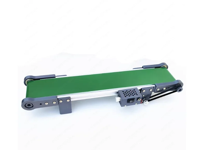 Grey PVC Forward and Reverse Speed Regulation 50 * 10cm Small Desktop Conveyor Automatic Customization Model Friction Test