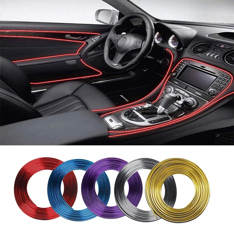 Auto Interior Door Edge Decorative Moulding Strip Car Dashboard Insert Flexible Trim Air Vent Strip 5 Meters Gap Fillers