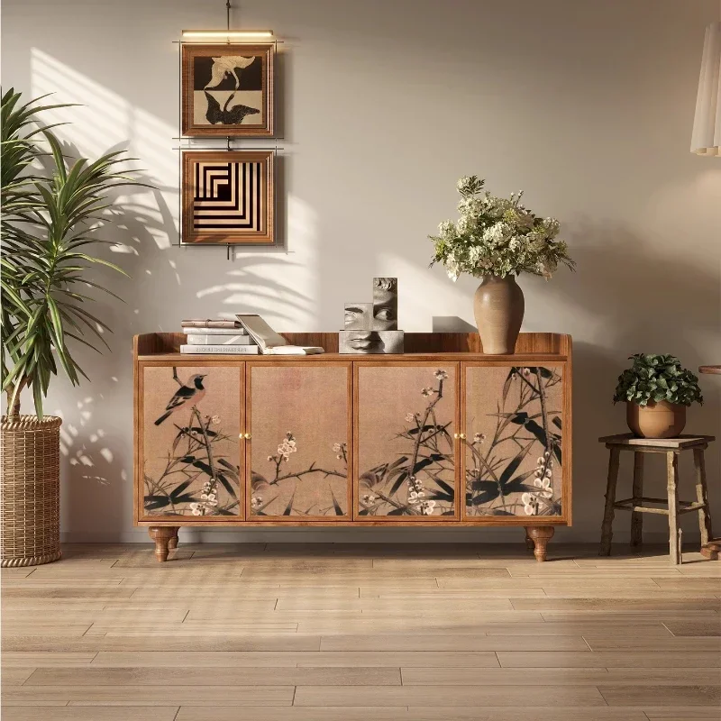 side cabinet, antique door cabinet, living room, bedroom storage locker, integrated side cabinet against the wall