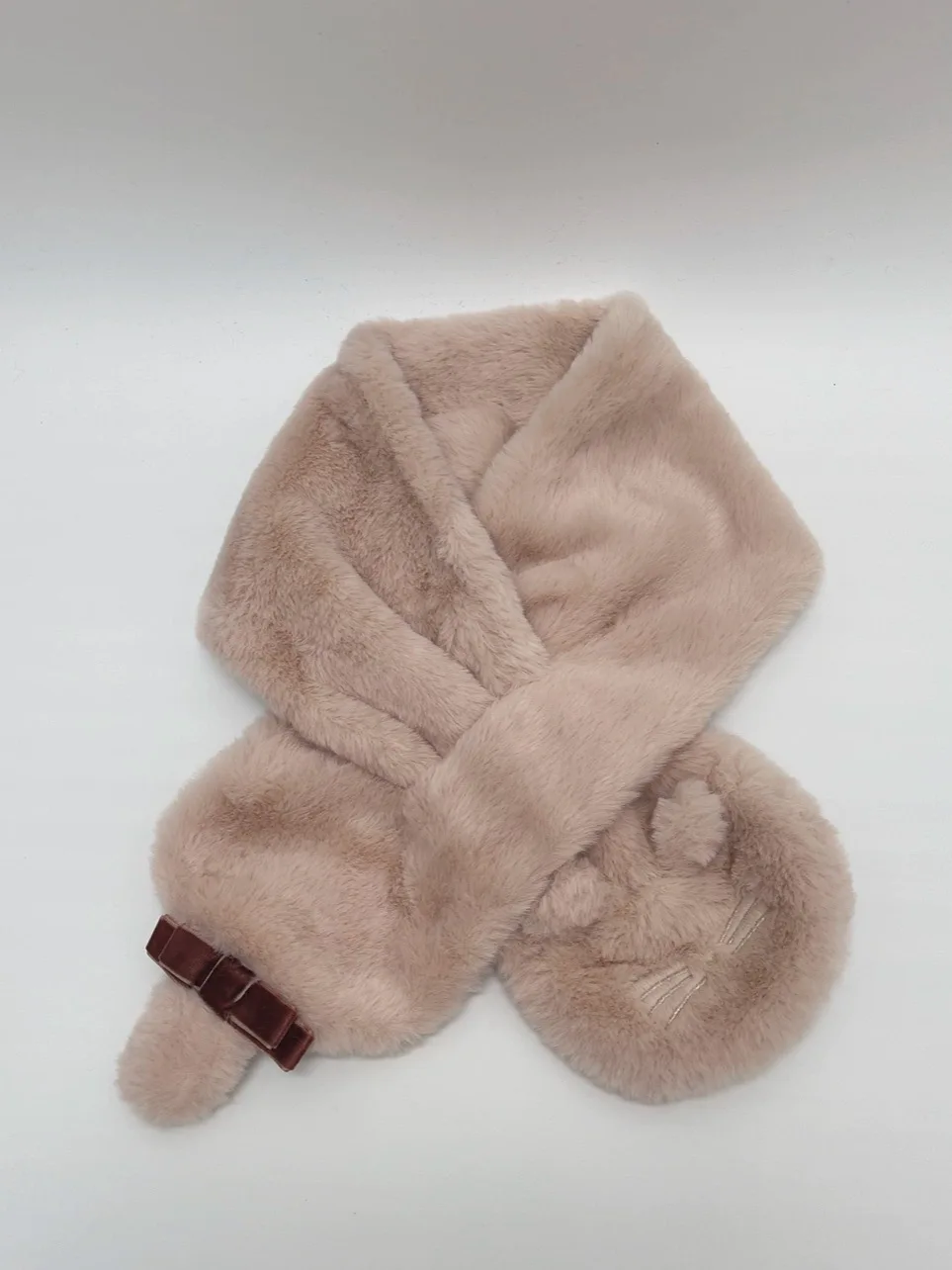 اليابانية الحلو ولطيف الإناث الشريط الصغيرة القوس قلادة أفخم تقليد الأرنب الفراء وشاح لطيف القط وشاح دافئ الإناث