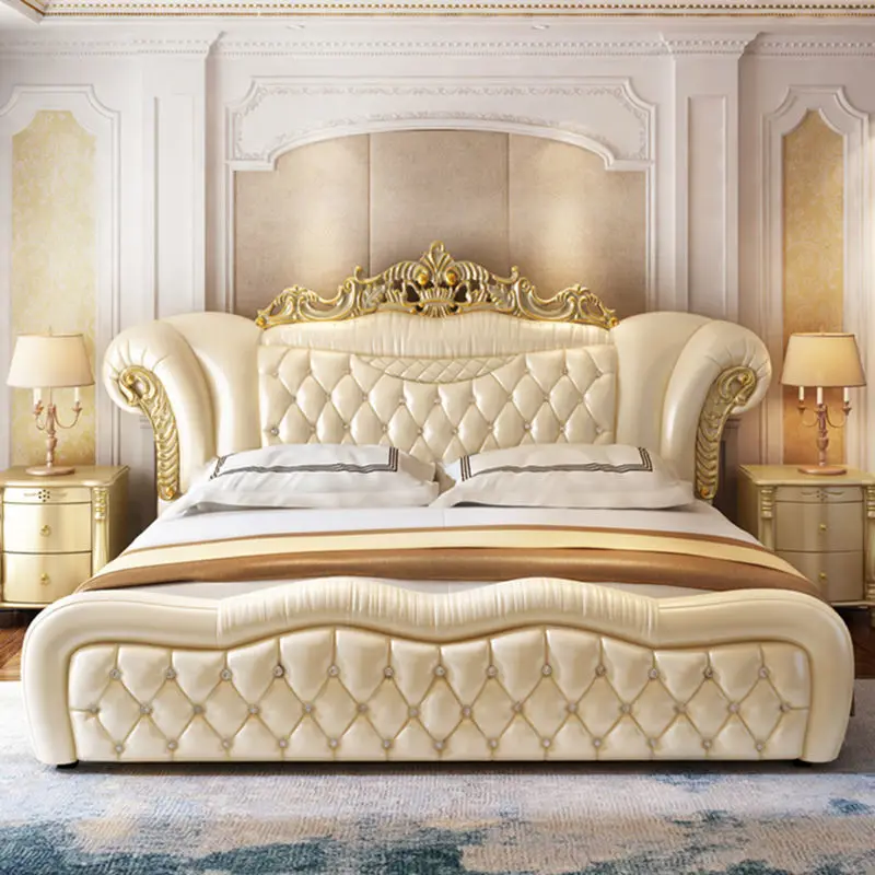 

European Quality Luxury Bed Aesthetics Frame Full Princess Bedroom Bed Master Confortable Fashionable Cama De Casal Furniture