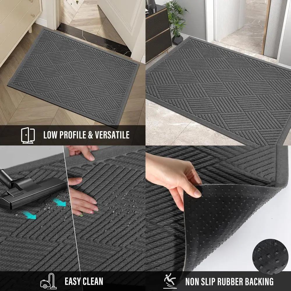 

Durable Entrance Mat with Anti-Slip Rubber Backing, Absorbent for Mud and Dirt, Suitable for Outdoor and Indoor Use, 72x24 Charc