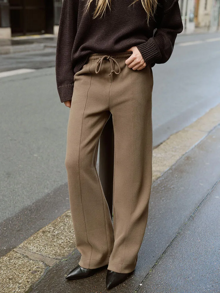 Women's Faionable Sweet Versatile Soft Wide Leg Pants Autumn New Arrival High Waist Casual Trousers for Ladies