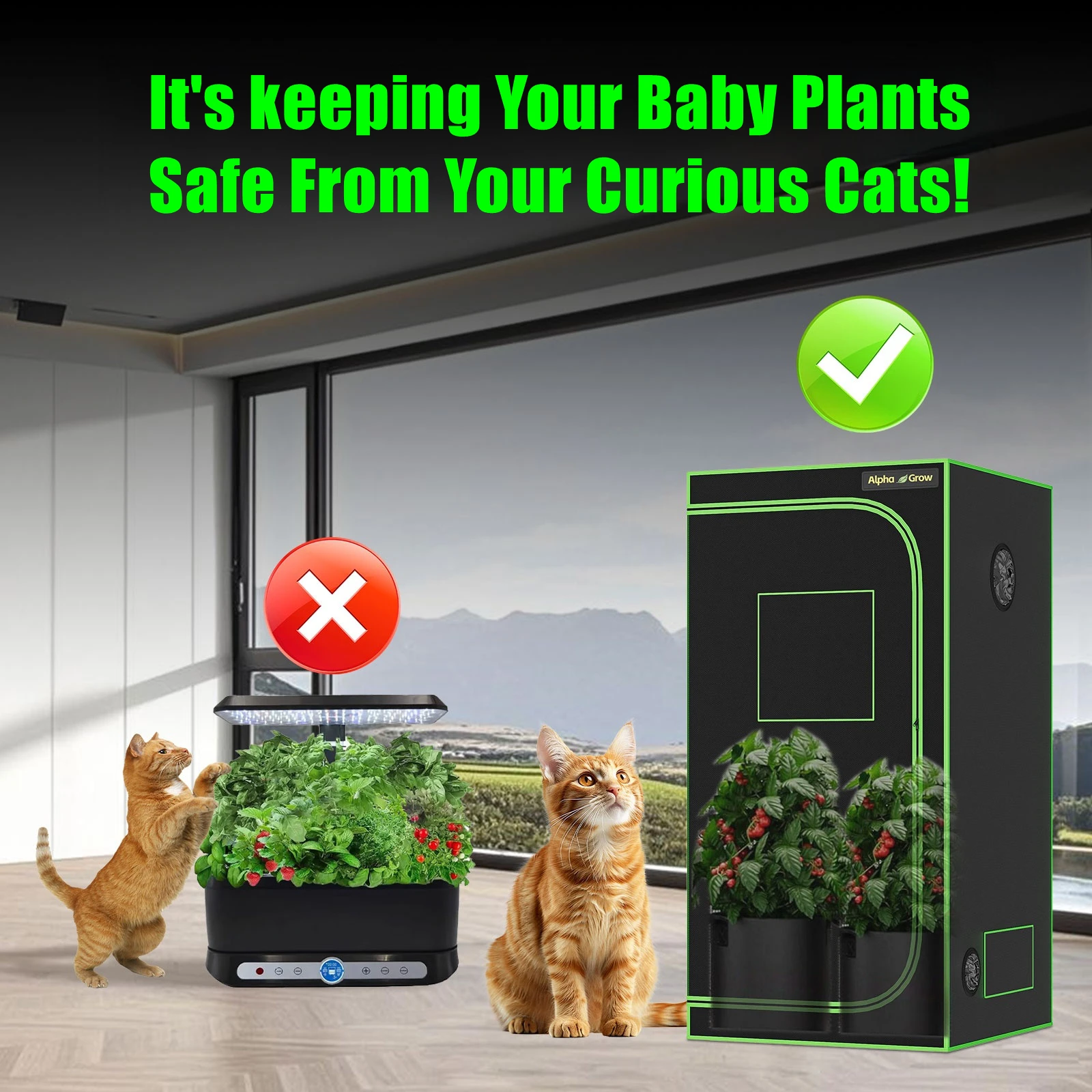 ALPHAGROW Grow Tents 2x2/3x3/4x2/4x4 Ft Compact - 100% Reflective