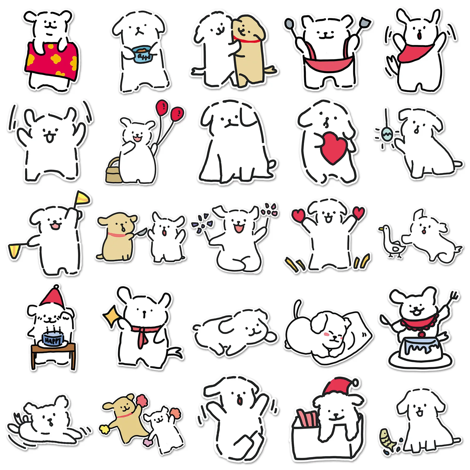 10/30/50PCS Funny Stick Figure Dog Stickers Simple Graffiti Decals DIY Phone Suitcase Helmet Guitar Cute Sticker Kids Toy Gift