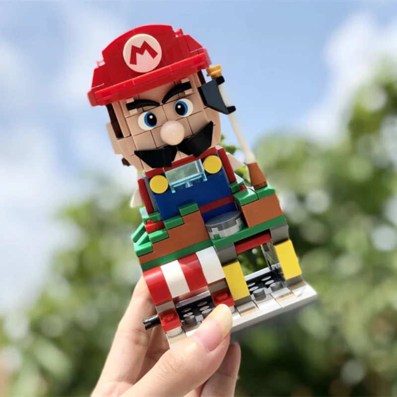 Super Mario Bros Blocks Luigi Buliding Street Collection Blocks Action Toy Figures Assembly Toys Dolls Children birthday present