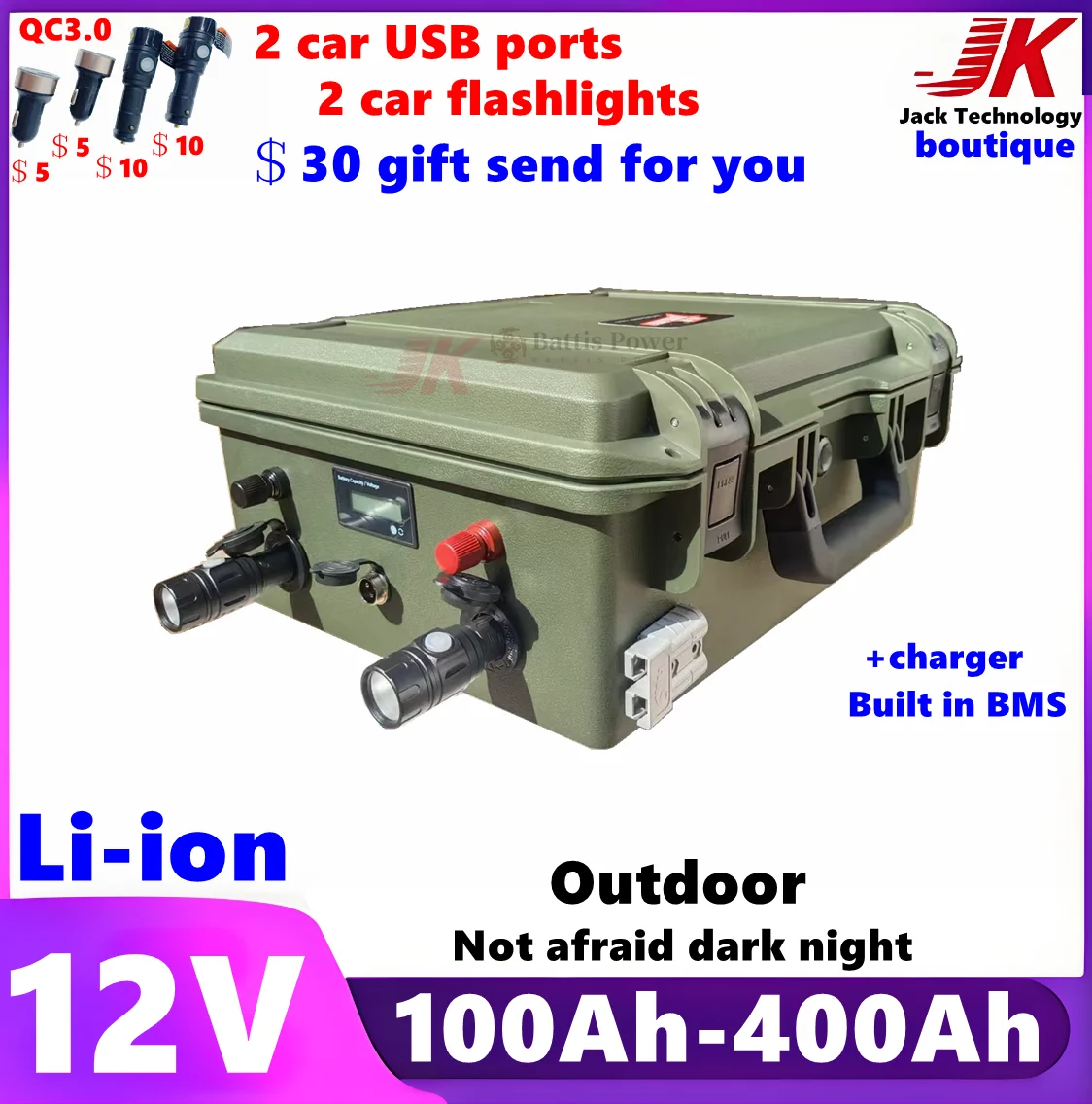 JK lithium 12V 100Ah 150Ah 200Ah 250Ah 300Ah 400Ah li-ion battery for Outdoor,RV Camping,propeller EV boat,Inverter lighting,AGV