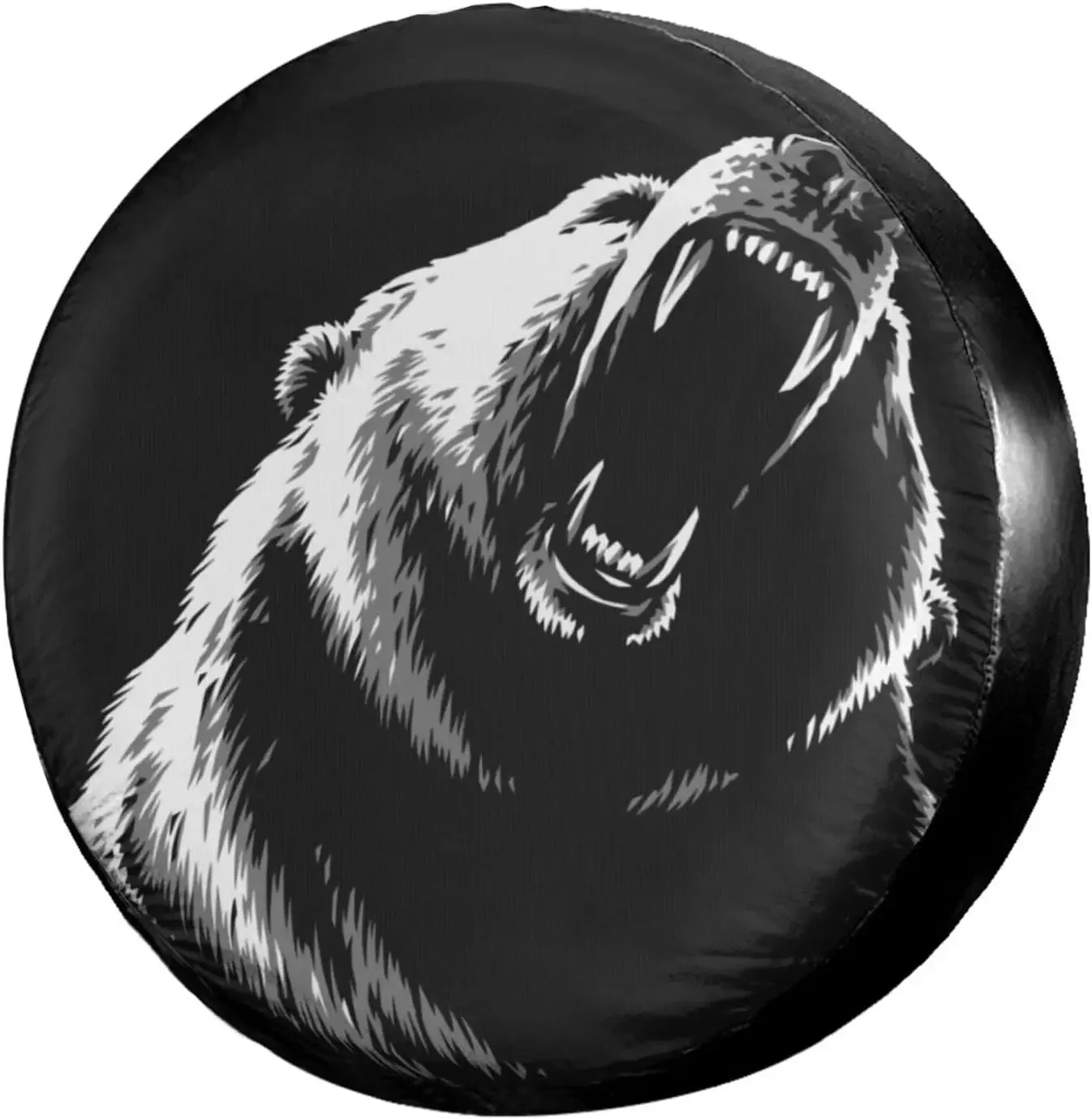 Black and White Bear  Bear Spare Tire Cover Protectors Water Dust-Proof Wheel Tire Cover Fit Trailer RV, SUV and Many Vehicle