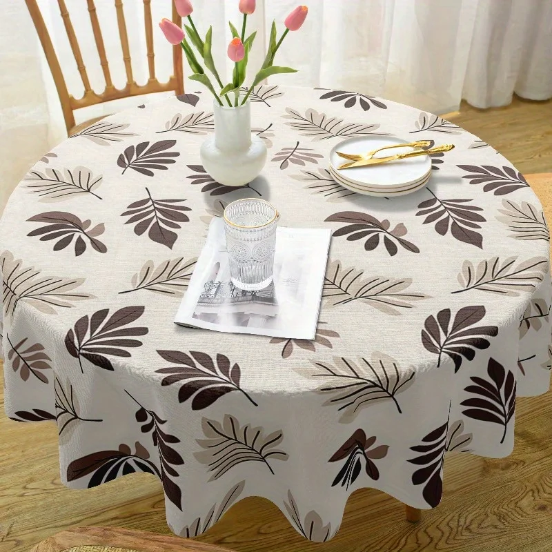 One piece, 60-inch round tablecloth with leaf pattern, for home decoration.zyc