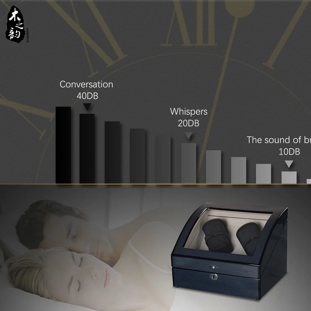 4+4 Watches Winder Box for Automatic Watch  with Quiet Motor Luxury Velvet Wooden Watch Storage Box Gift for Men