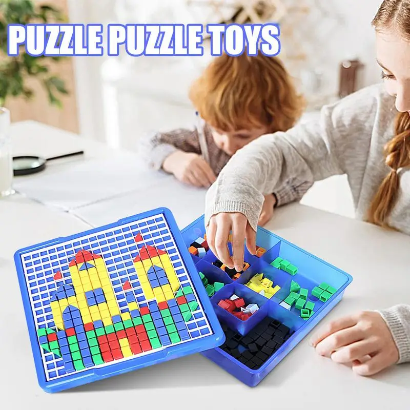 Puzzle 3D per bambini Mattoni da costruzione educativi 585 pezzi Montessori Giocattolo per l'apprendimento in età prescolare Illuminazione Modelli di puzzle