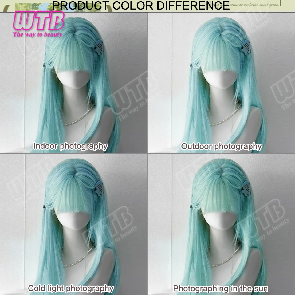 WTB Mint Green Straight Synthetic Lolita Wig with Bangs Suitable for Women and Girls to Wear for Holidays Role-Playing and More view 6