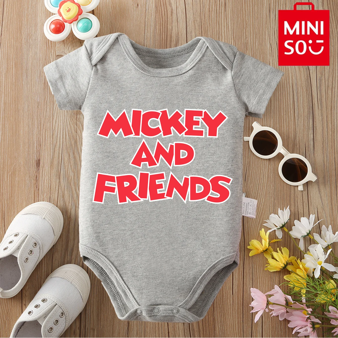 

MINISO Mickey ＆ Friends 100% Cotton Bodysuit Soft Baby Cloths Best Gift for Baby Onesie Jumpsuit for 0 To 12 Months Cute Newborn