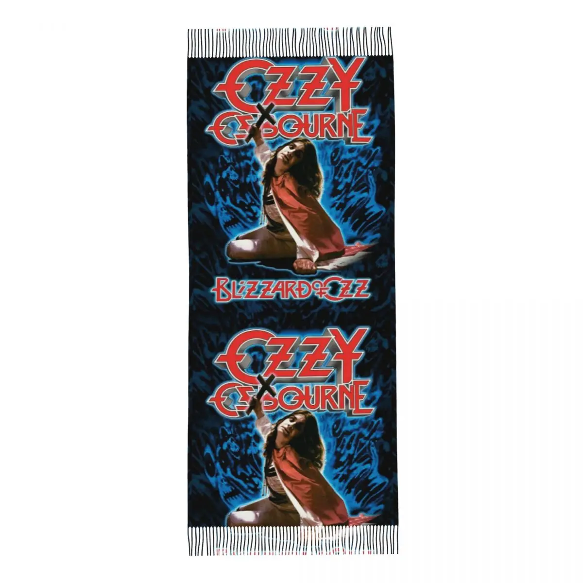 Ozzy Osbourne Prince Of Darkness Scarf Wrap Women Long Winter Fall Warm Tassel Shawl Unisex Heavy Metal Band Rock Scarves