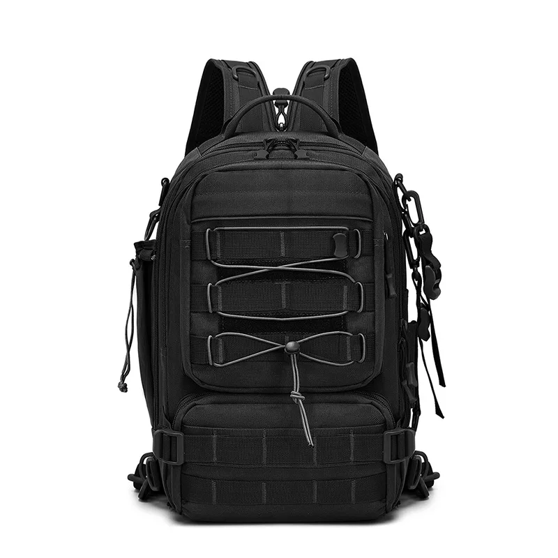 Tactical Camo Outdoor Backpack - Lightweight Cycling Fishing Crossbody Sling Pack for Men Waterproof Multi-Compartment Hiking