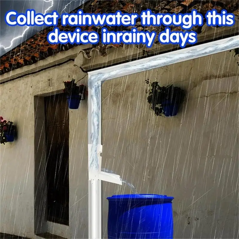 Metal Downspout Rainwater Collector, Heavy-Duty Plastic Downpipe with Open Side Outlet and Painted Finish for 3X4Inch D2RD