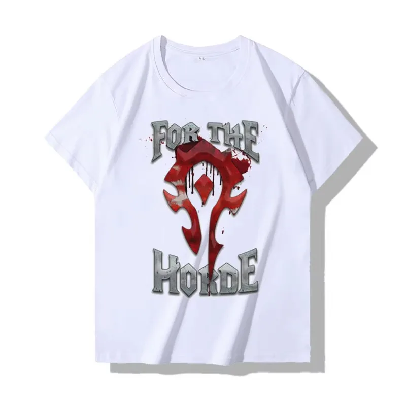 World of Warcraft for The Horde Blood Splatter Graphic T-Shirt Cotton Men Women Streetwear Tee