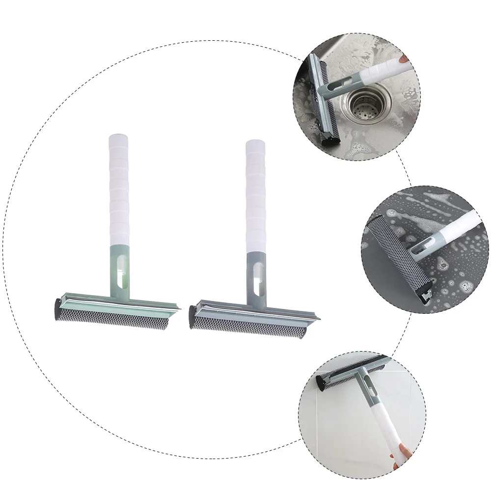 

2Pcs Glass Cleaning Squeegee Tool Heavy Duty Window Wiper Dual Side Scraper Strong Plastic Construction for Household Kitchen