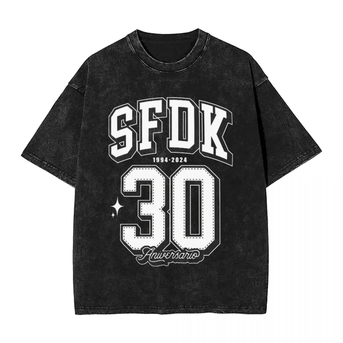 Men's T-Shirt 30 Aniversario SFDK Washed T Shirts Hip Hop Summer Tees Street Style Loose Casual Tops Dropshipping