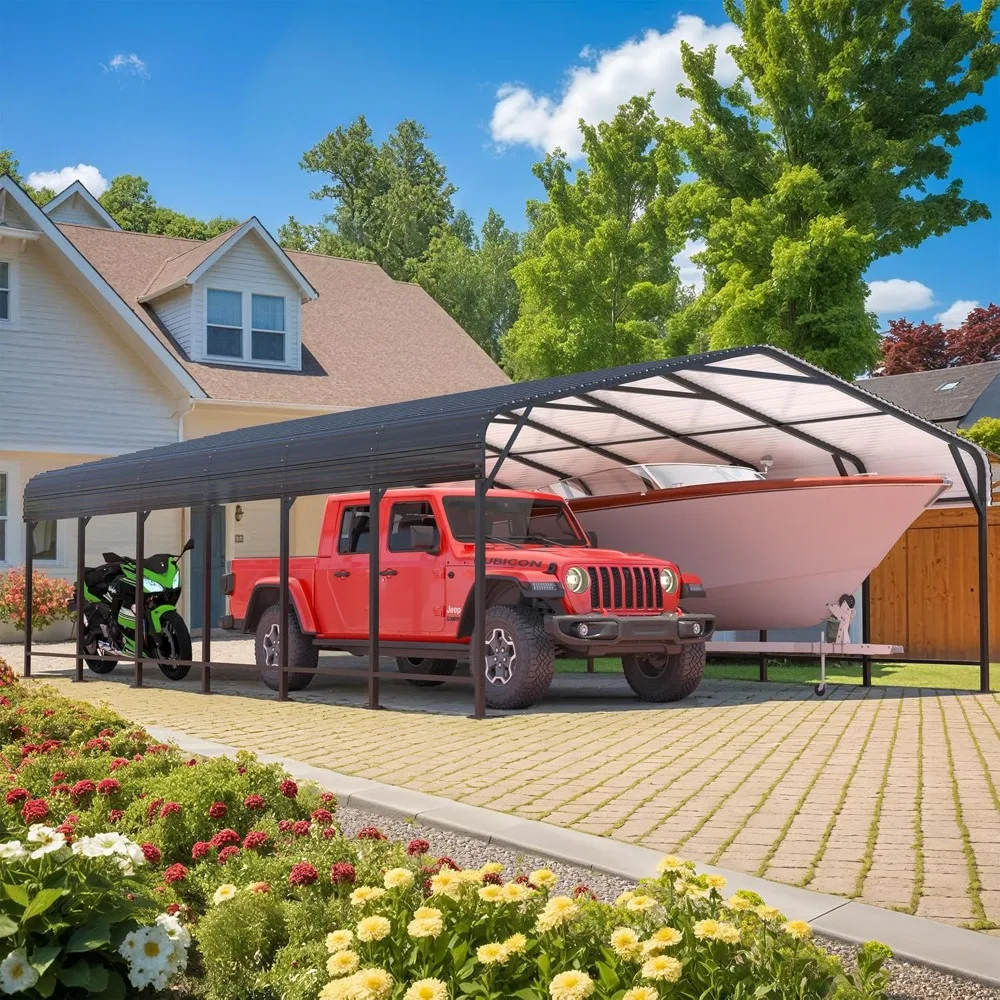 

20x30 Ft Metal Carport with Heavy-duty Roof, Upgraded Support Frame and Reinforced Base
