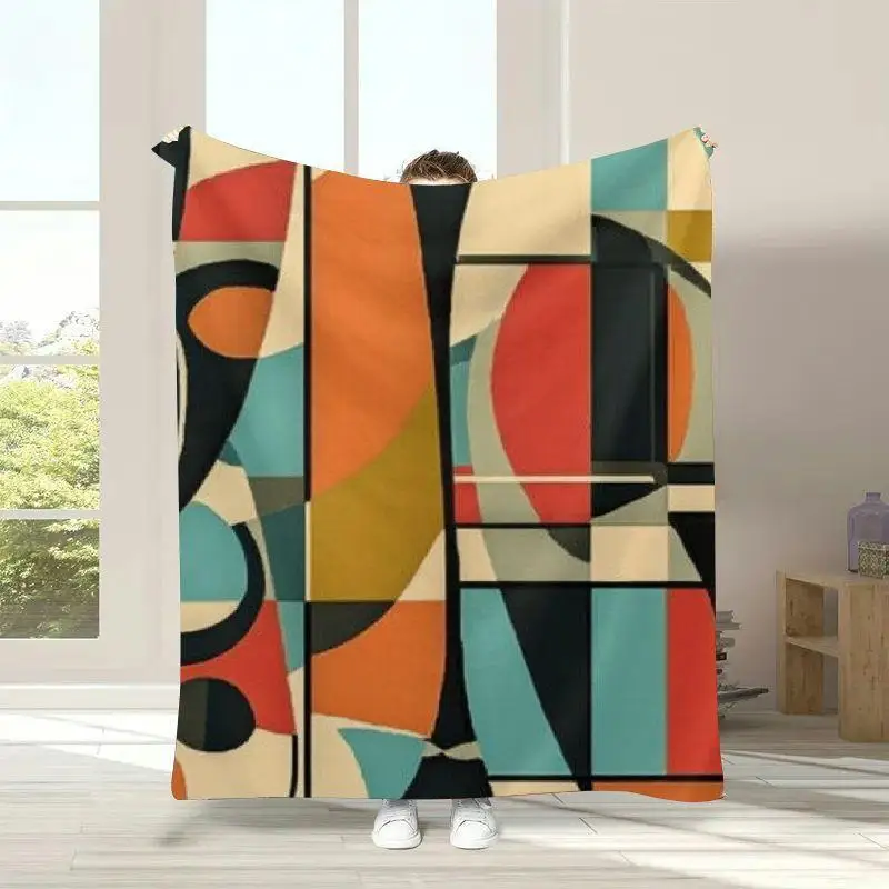 

Ultra-Soft Reversible Flannel Throw Blanket - Modern Mid-Century Design, Cozy & Durable for Couch, Bed, Camping - All-Season Plu