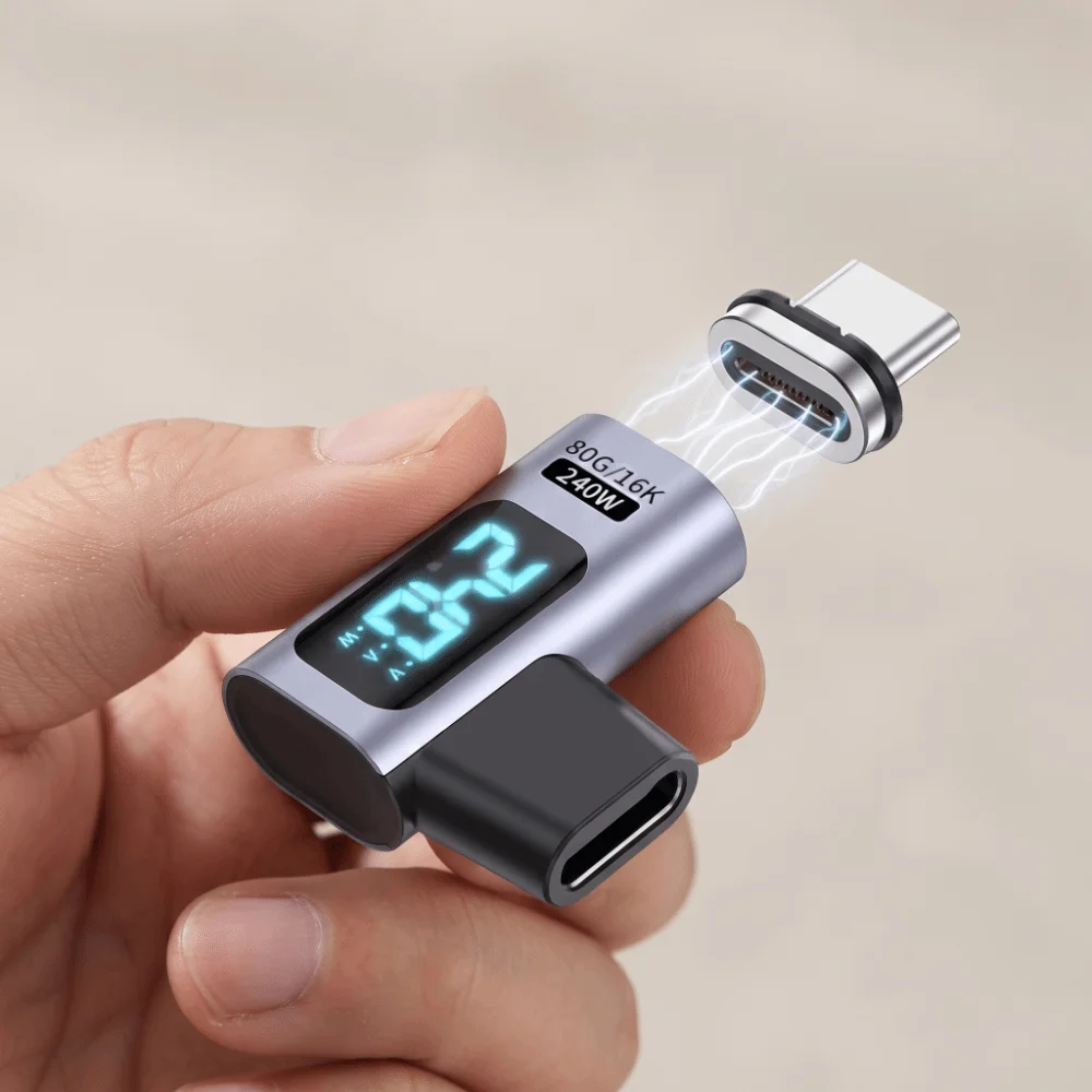Converter 240W Type C Adapter 16K Video 5A Magnetic Adapter 80Gbps Full Function USB C to USB C Adapter Fast Charge